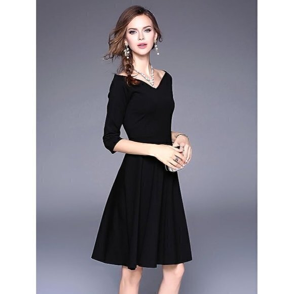 GRACE KARIN Off Shoulder Delicate Design Black Swing Dress Size XL RefJ030 - Picture 1 of 11
